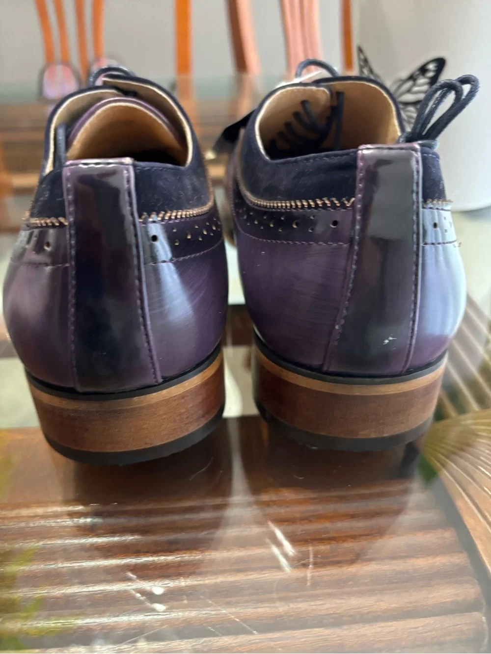 Gino Vitale Men’s Purple Leather Suede Oxford Dress Shoes Size 9 New